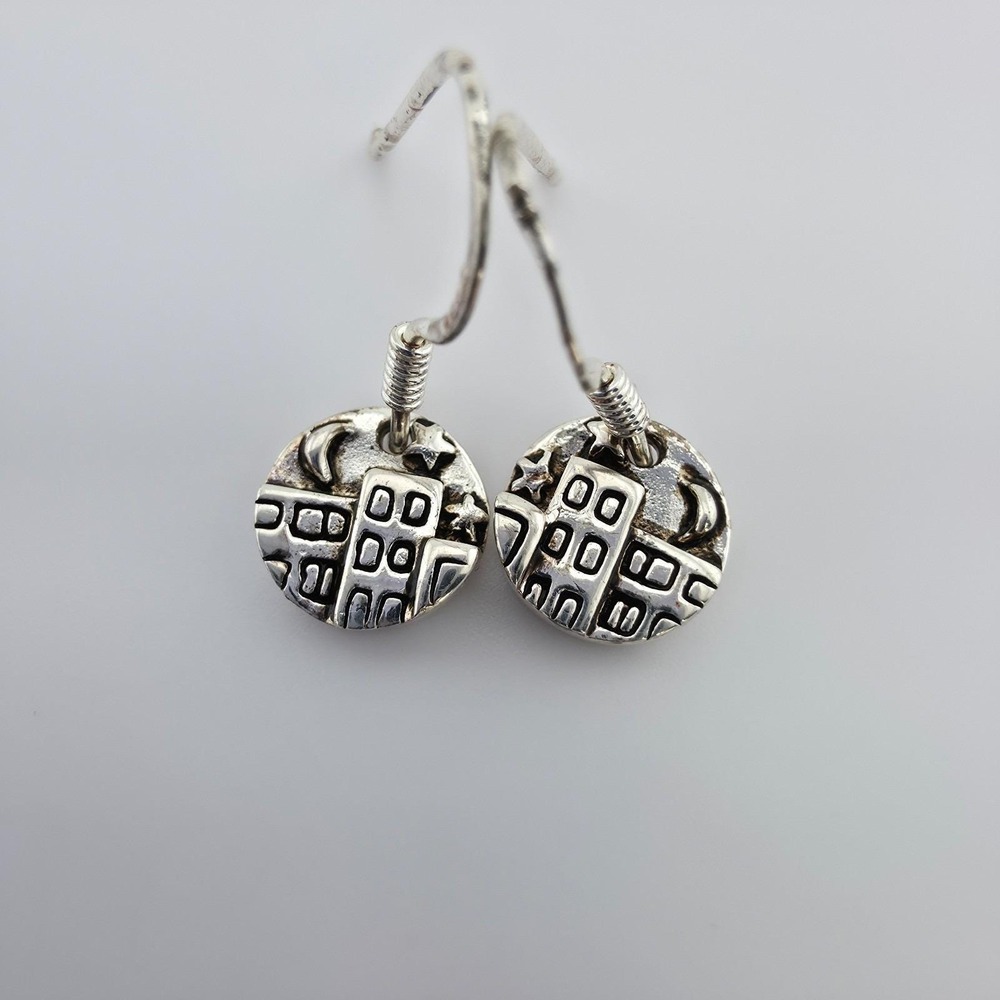 LA GEM & JEWELRY DESIGNS Earrings 925 Sterling Silver City Skyscraper Moon Stars